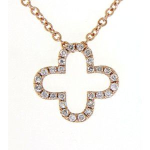 Real Natural Diamond Clover Pendant Rose Gold